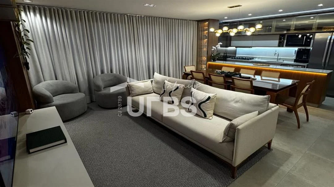 Fachada do Apartamento mobiliado à venda no Alive Bueno, Setor Bueno, Goiânia – porteira fechada, com total conforto e sofisticação.